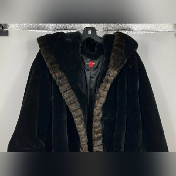 Gallery Designer Woman Faux Fur Women's Coat Hood Black/Brown Unknown Size - Picture 2 of 10